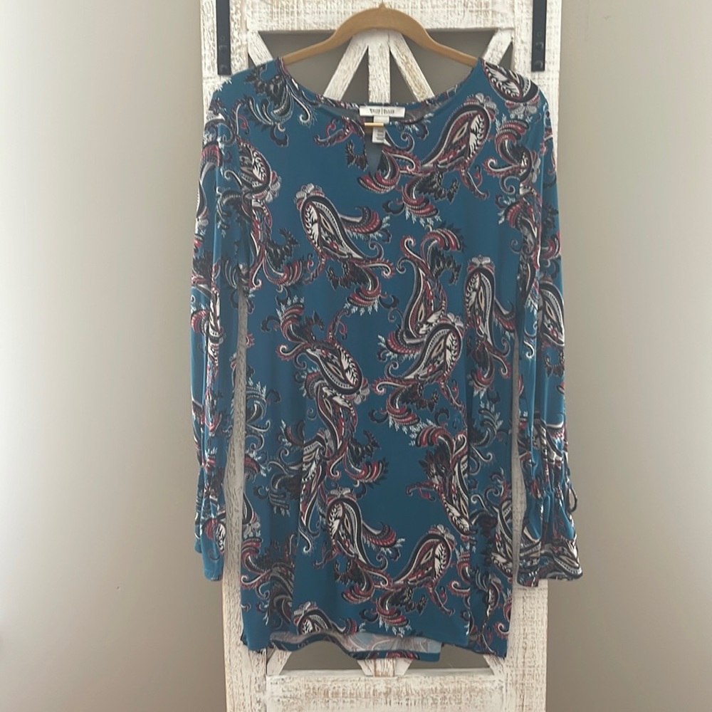 White House Black Market Paisley Print Tunic Size L